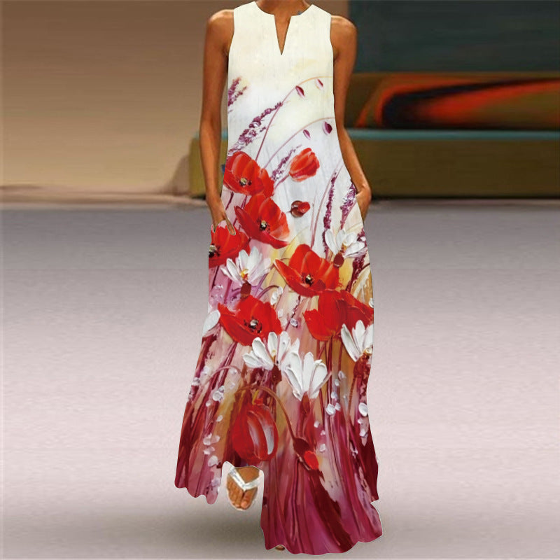 Vibrant Printed Maxi Dress Sophie Laurie Sleeveless