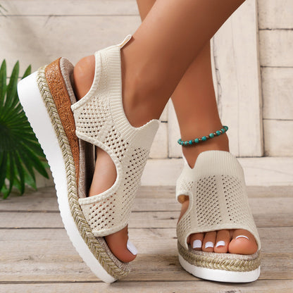 Chic Woven Wedge Sandals by Sophie Laurie