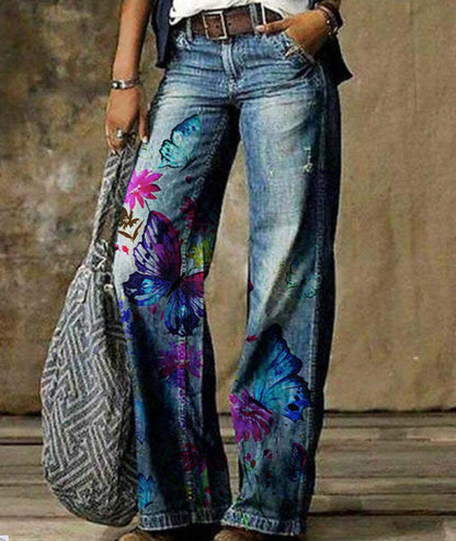 Artistic Floral Wide Leg Pants by Sophie Laurie