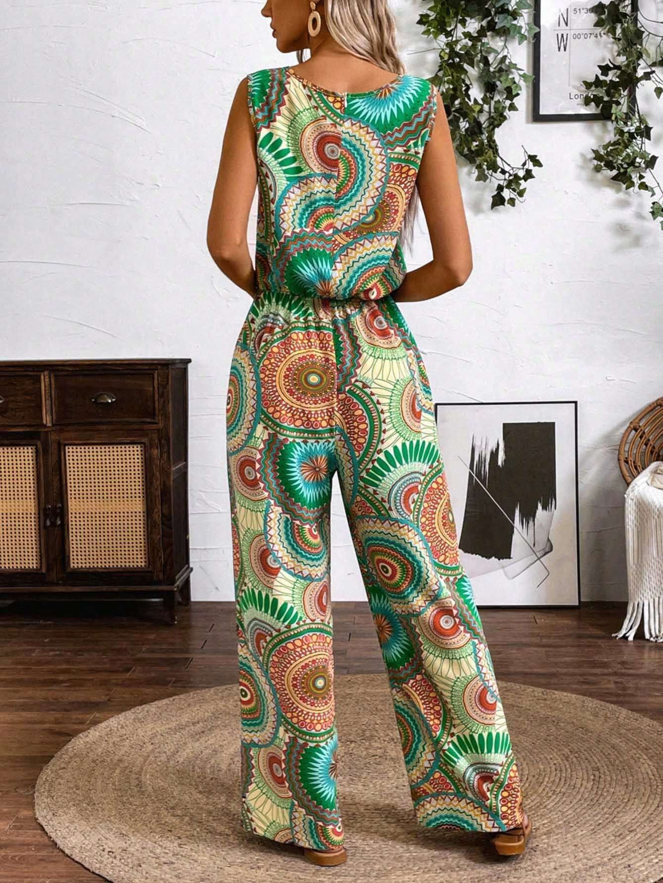 Boho Printed Sophie Laurie Sleeveless Jumpsuit