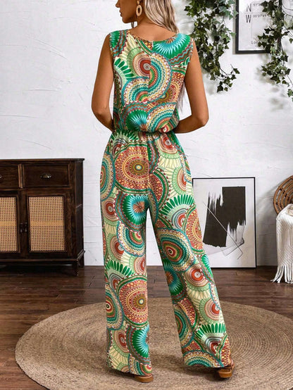 Boho Printed Sophie Laurie Sleeveless Jumpsuit