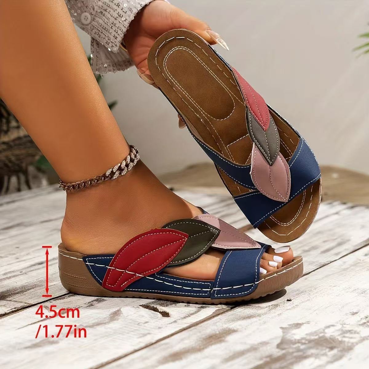Colorblock Leaf Sandals by Sophie Laurie
