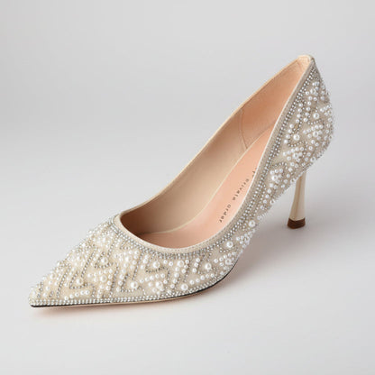 Elegant Pearl Stiletto Heels by Sophie Laurie