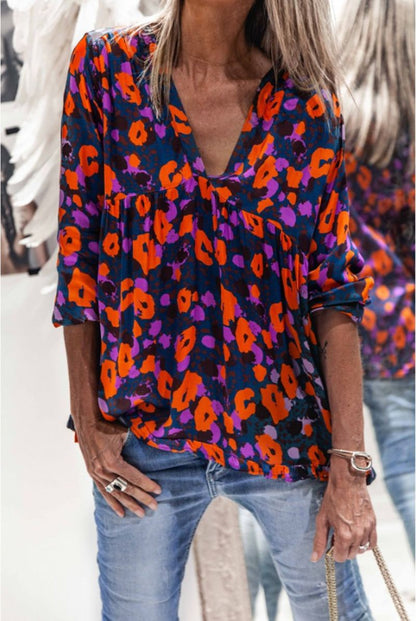 Vibrant Floral Sophie Laurie Long Sleeve Blouse