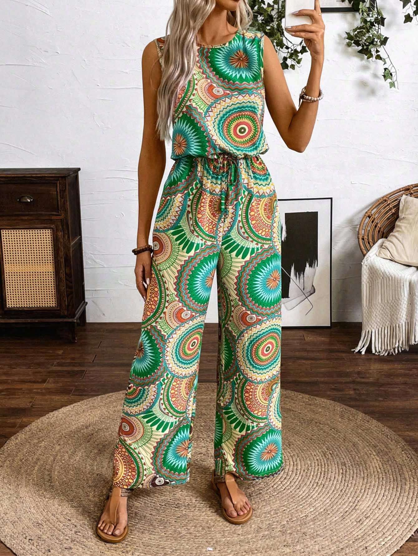 Boho Printed Sophie Laurie Sleeveless Jumpsuit