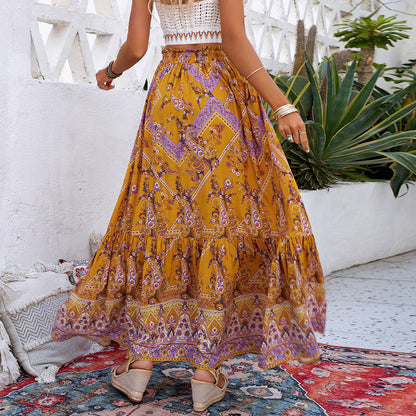 Boho Geometric Sophie Laurie Swing Maxi Skirt