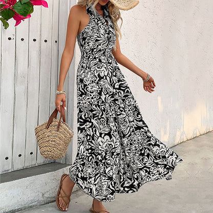 Elegant Floral Halter Dress by Sophie Laurie