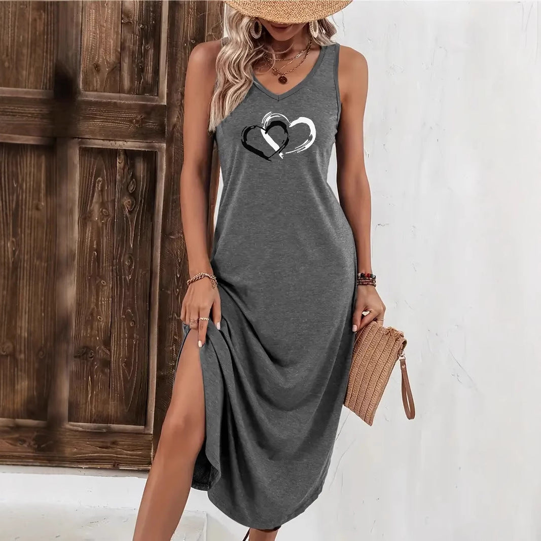 Chic Knit V-Neck Slit Dress by Sophie Laurie