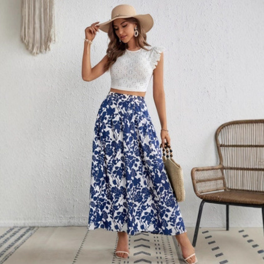 Chic Floral Pleated Skirt by Sophie Laurie