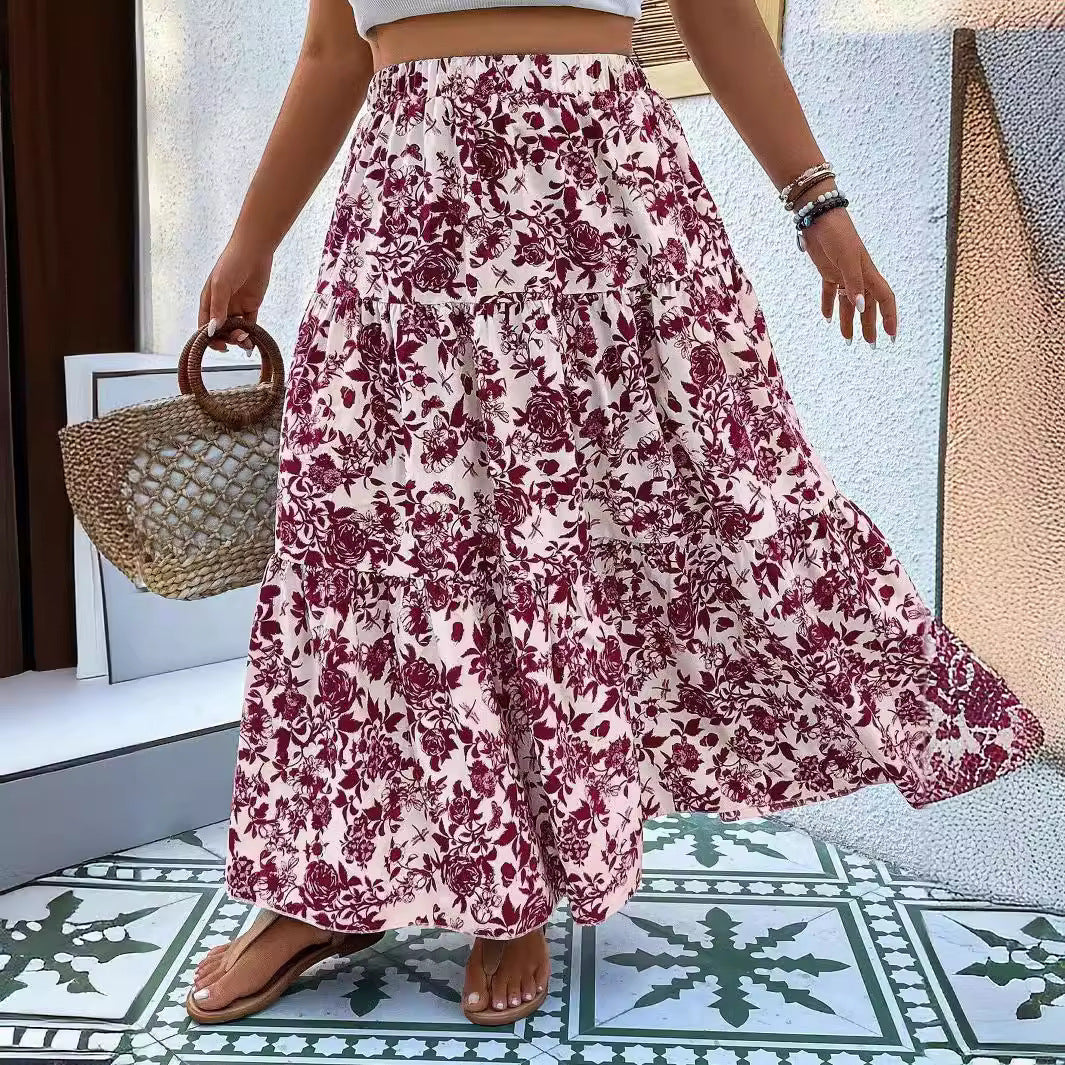 Floral Print Sophie Laurie Plus Size Maxi Skirt