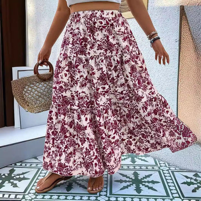 Floral Print Sophie Laurie Plus Size Maxi Skirt