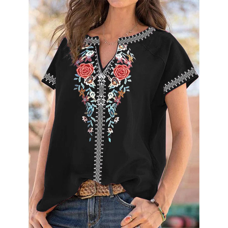 Ethnic Print Short Sleeve Top Sophie Laurie