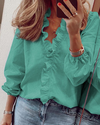 Chic Ruffled Long Sleeve Blouse by Sophie Laurie
