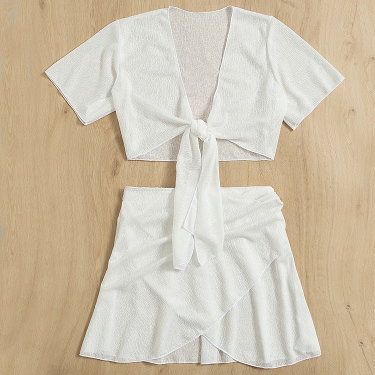 Chic Split White Bikini Set by Sophie Laurie