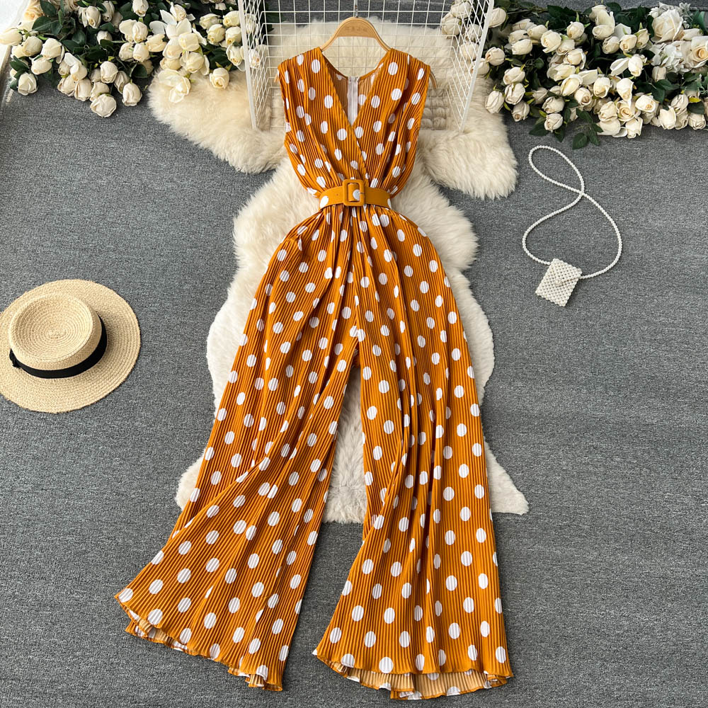 Chic Polka Dot Chiffon Jumpsuit by Sophie Laurie