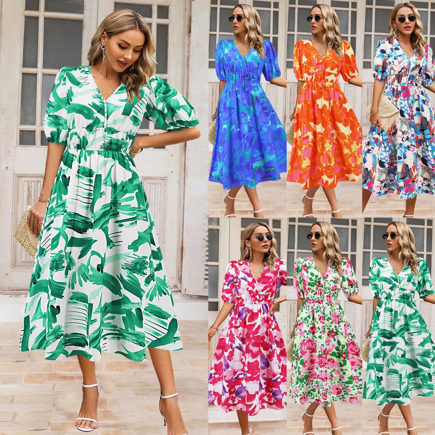 Bohemian Floral V-Neck Dress by Sophie Laurie