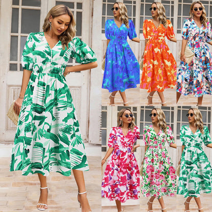 Bohemian Floral V-Neck Dress by Sophie Laurie