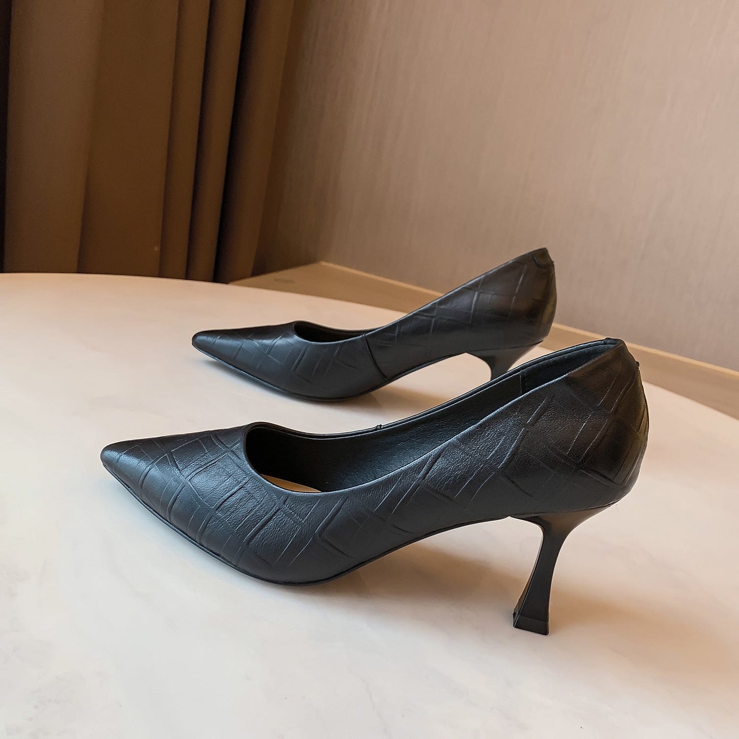 Elegant Sheepskin Pointed Heels by Sophie Laurie