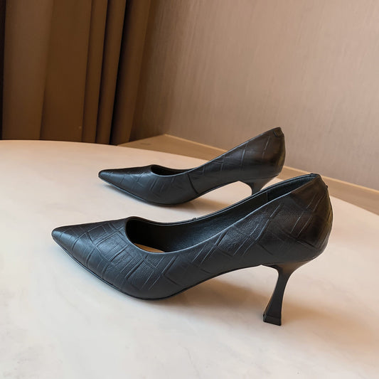 Elegant Sheepskin Pointed Heels by Sophie Laurie