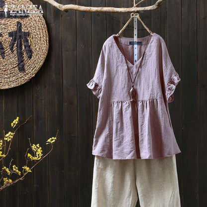 Ruffled Cotton Plus Top Sophie Laurie Pinterest-Inspired