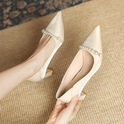 Elegant Pearl Pointed Heels by Sophie Laurie