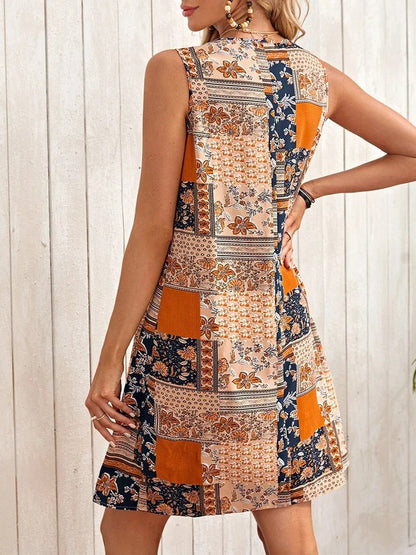 Printed A-Line Sleeveless Dress by Sophie Laurie