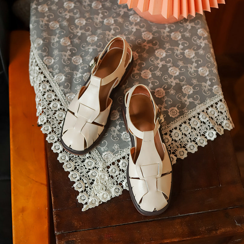 Retro Cowhide Roman Sandals by Sophie Laurie