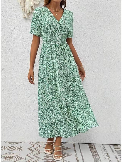 Elegant V-Neck Split Dress by Sophie Laurie