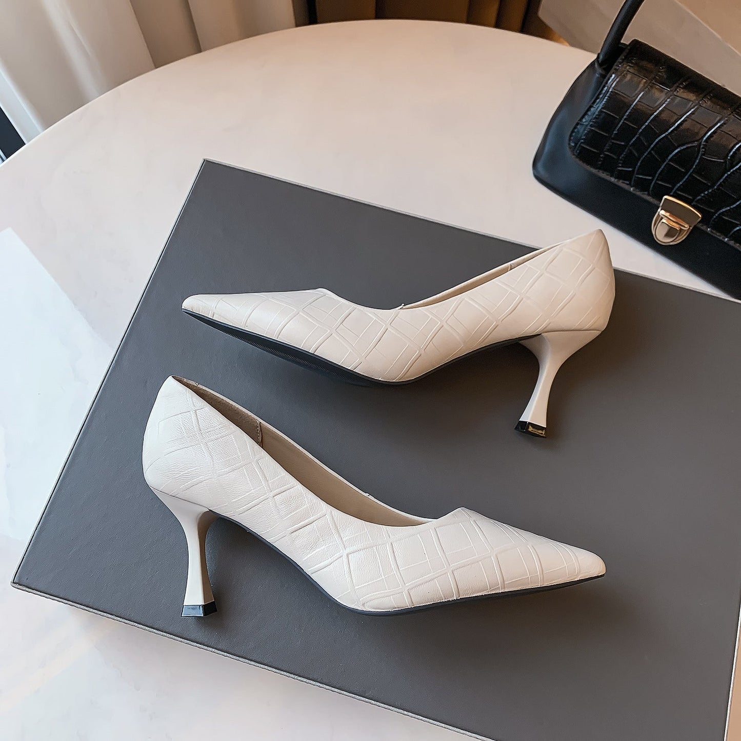Elegant Sheepskin Pointed Heels by Sophie Laurie