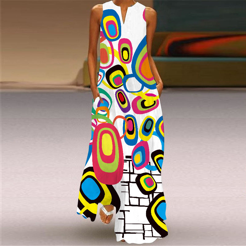 Vibrant Printed Maxi Dress Sophie Laurie Sleeveless