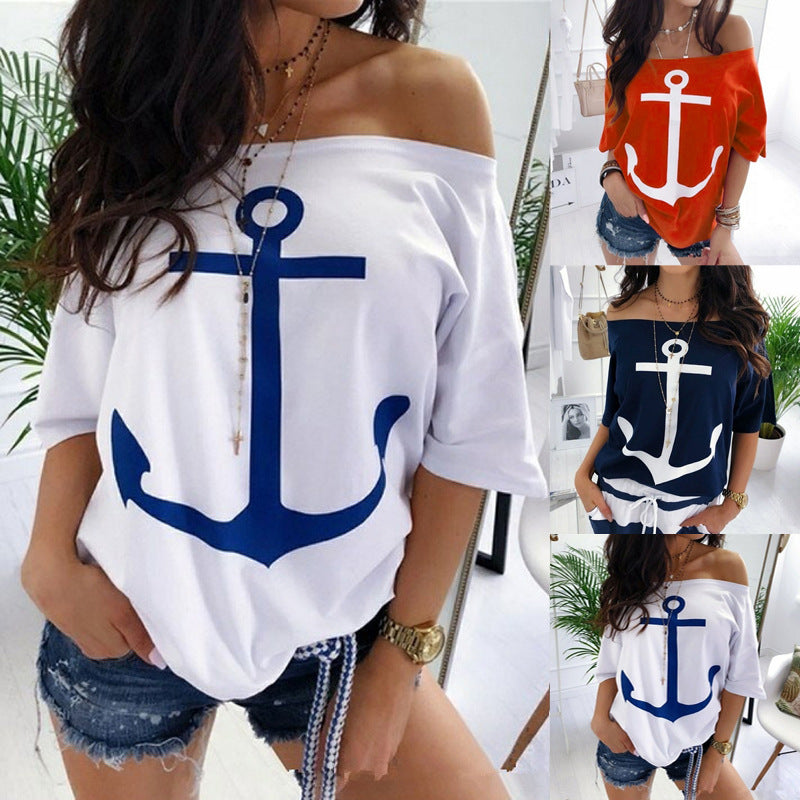 Nautical Anchor Off-Shoulder Top by Sophie Laurie