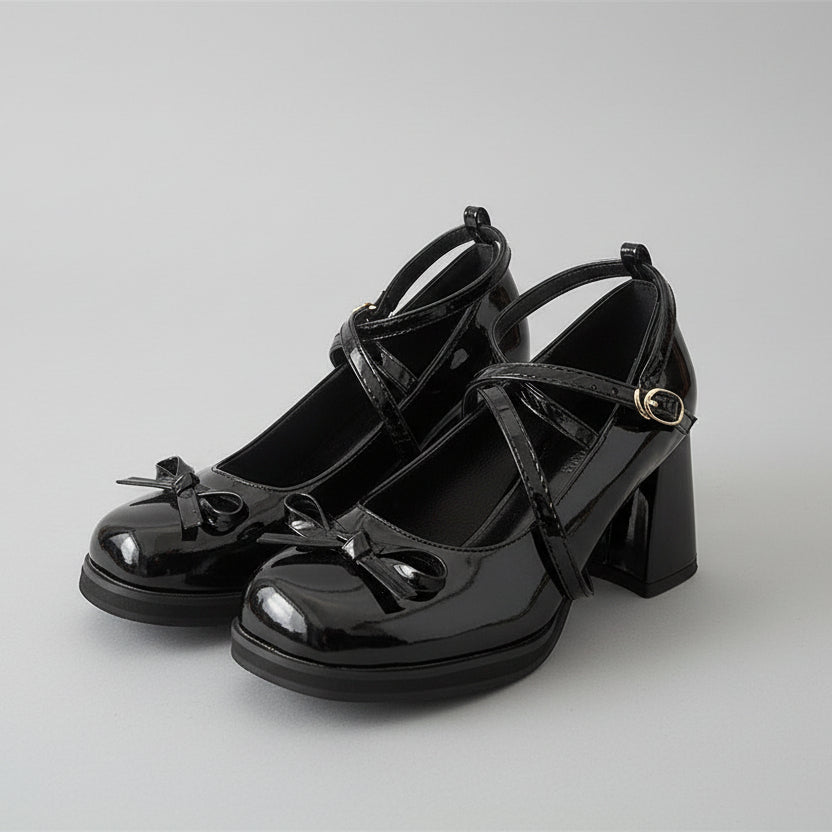 Chic Mary Jane Bow Heels by Sophie Laurie