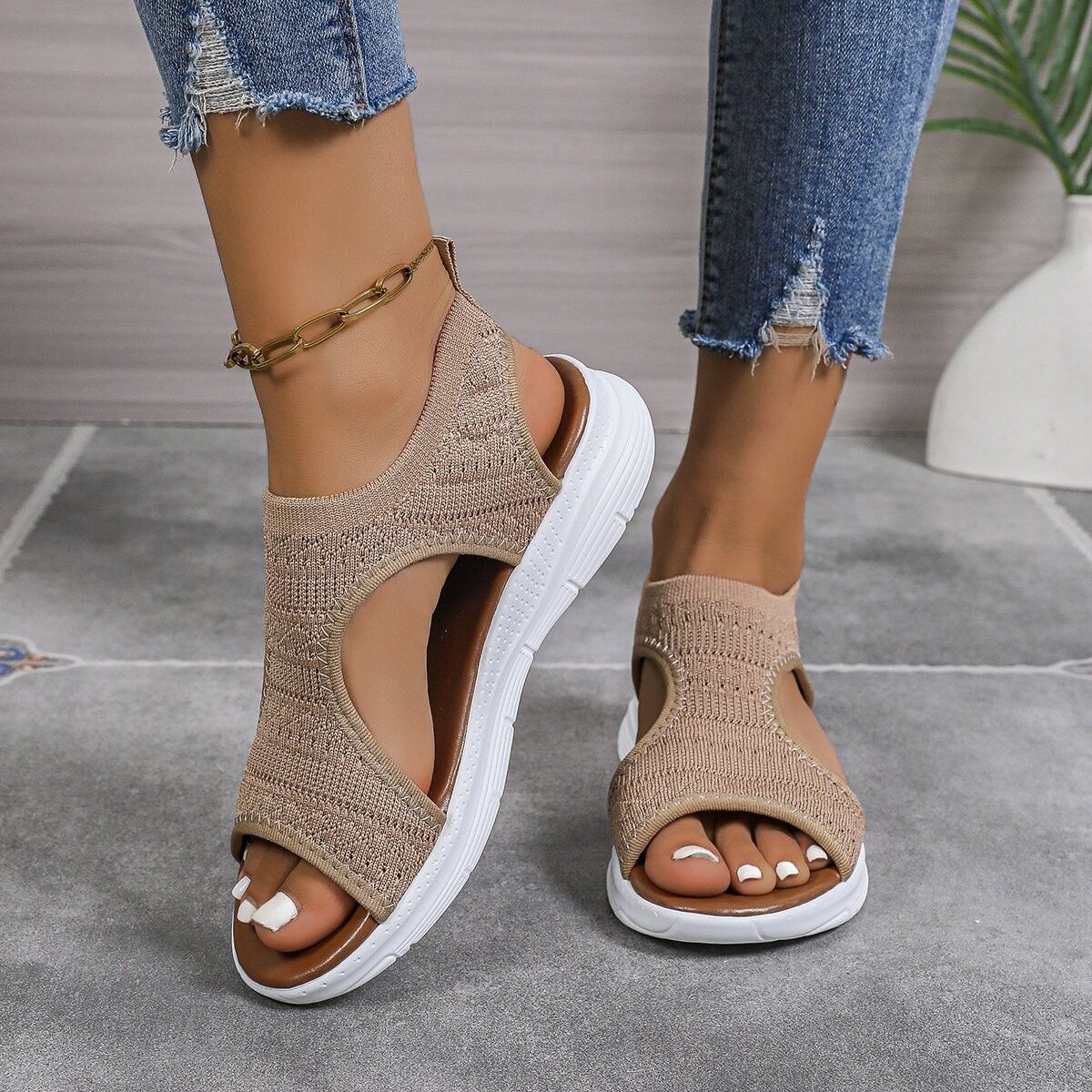Breathable Flyknit Sandals by Sophie Laurie