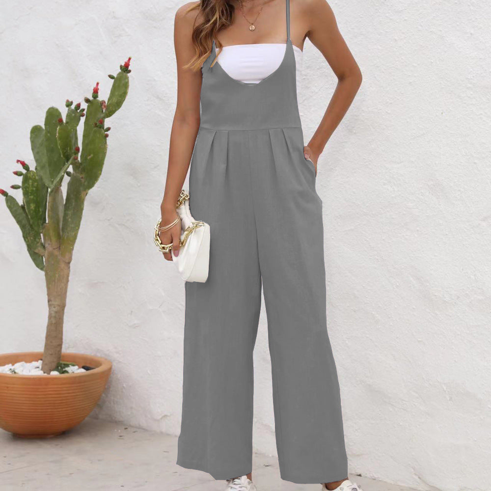 Chic Linen Blend Sophie Laurie Casual Jumpsuit