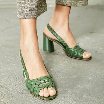 Chic Woven Heeled Sandals by Sophie Laurie