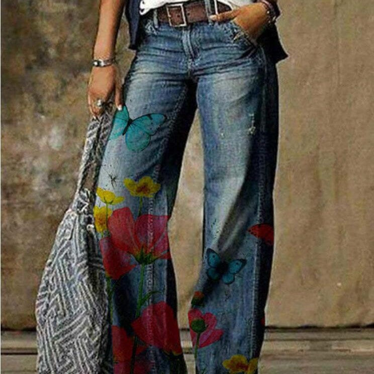 Artistic Floral Wide Leg Pants by Sophie Laurie