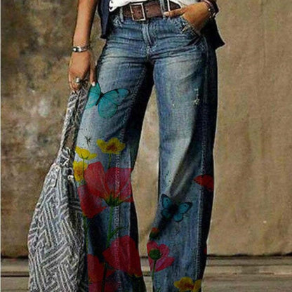 Artistic Floral Wide Leg Pants by Sophie Laurie