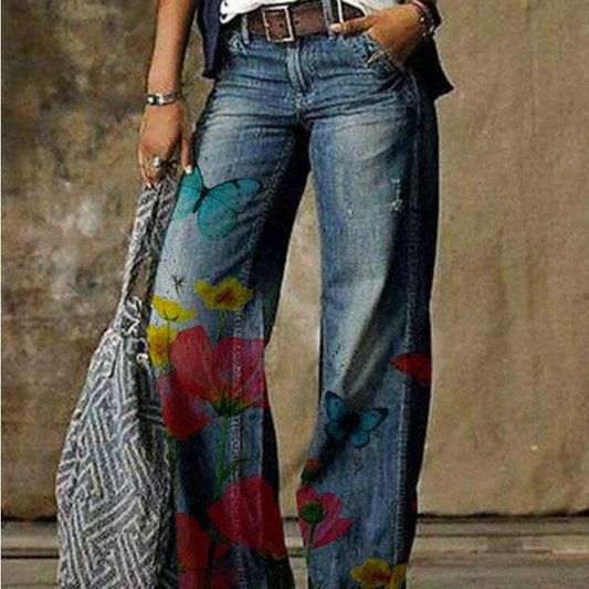 Artistic Floral Wide Leg Pants by Sophie Laurie