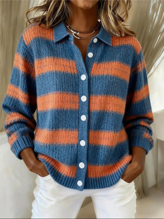 Cozy Stripe Cardigan Blouse by Sophie Laurie