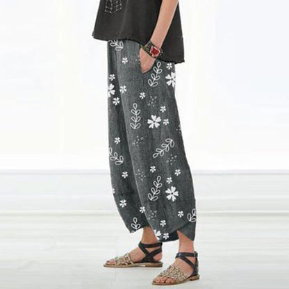 Floral Cotton Wide-Leg Pants by Sophie Laurie