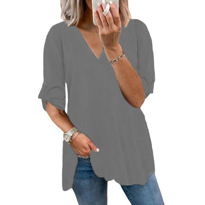 Chic V-Neck Loose Chiffon Top by Sophie Laurie