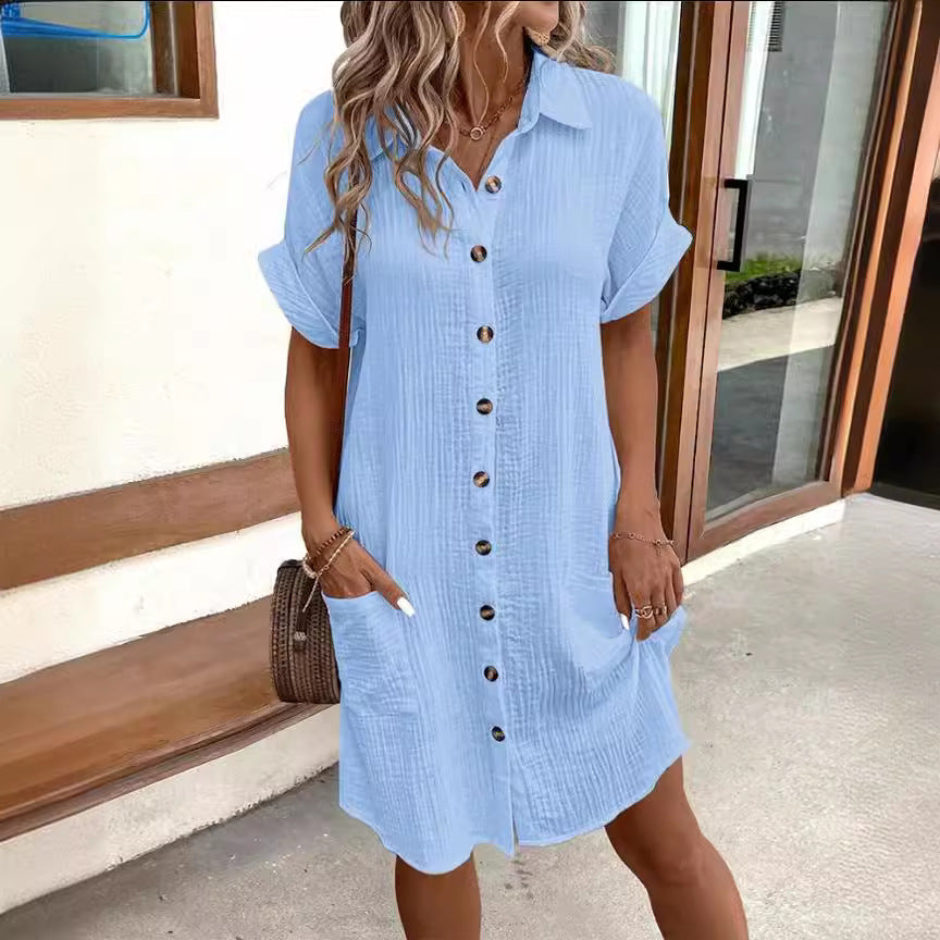 Chic Short Sleeve Shirt Dress by Sophie Laurie