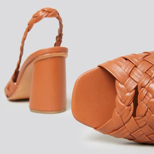Chic Woven Heeled Sandals by Sophie Laurie
