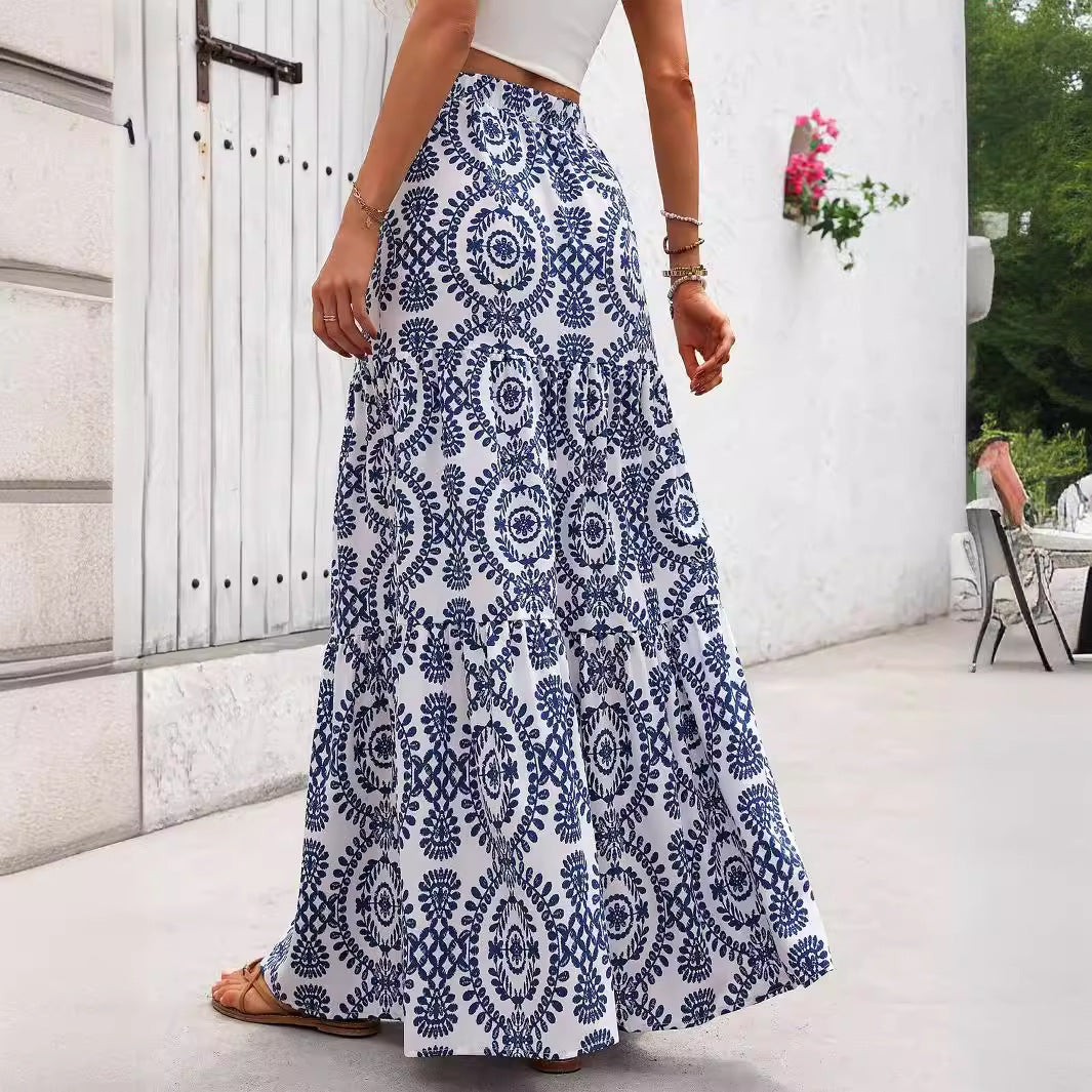 Blue Porcelain Print Sophie Laurie Swing Skirt