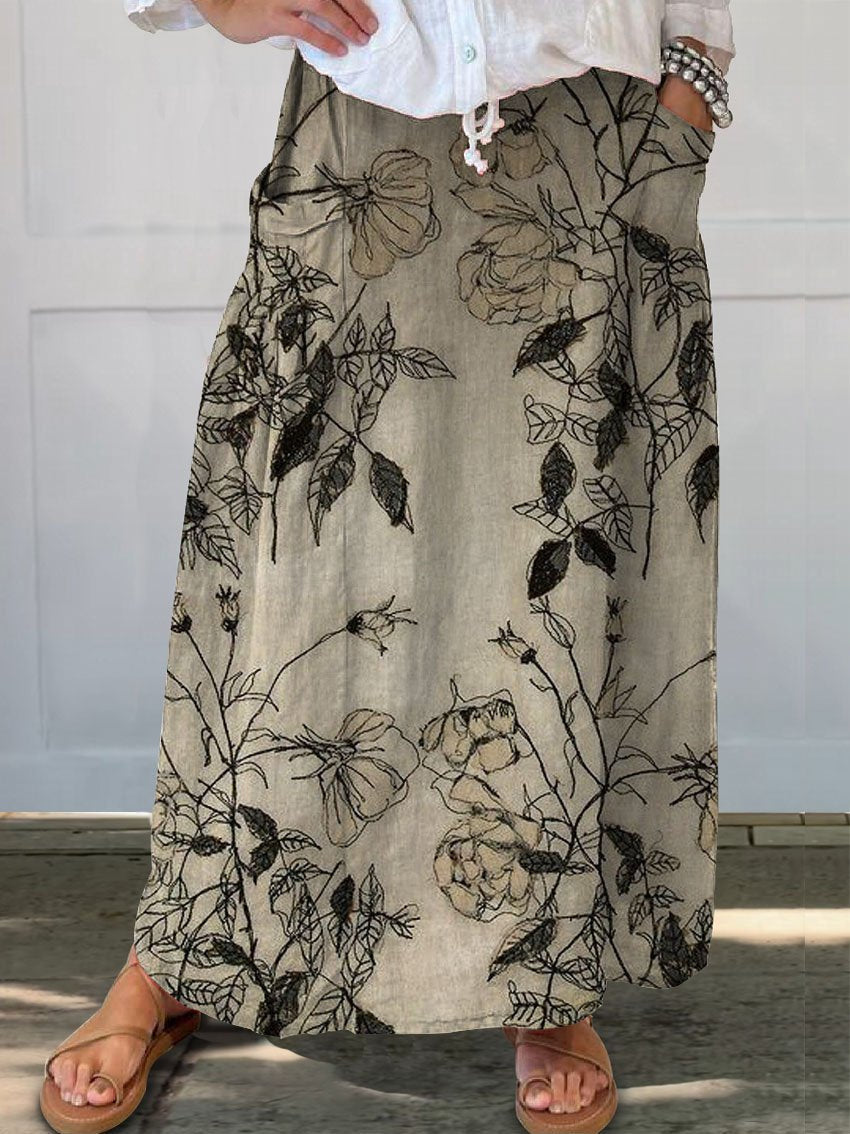Retro Floral Sophie Laurie Everyday Pocket Skirt