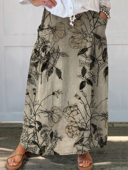 Retro Floral Sophie Laurie Everyday Pocket Skirt