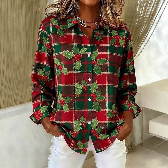 Plaid Colorblock Sophie Laurie Long Sleeve Blouse