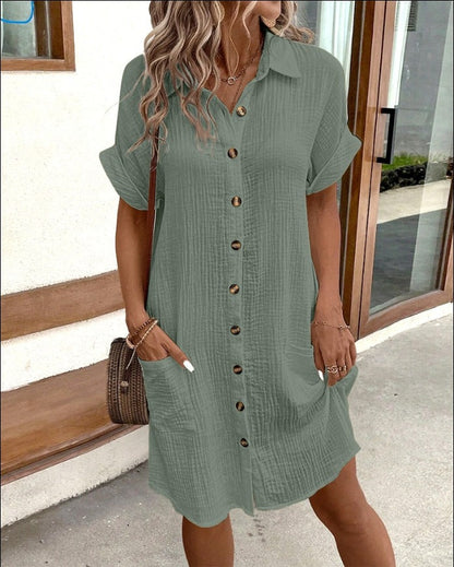 Chic Short Sleeve Shirt Dress by Sophie Laurie