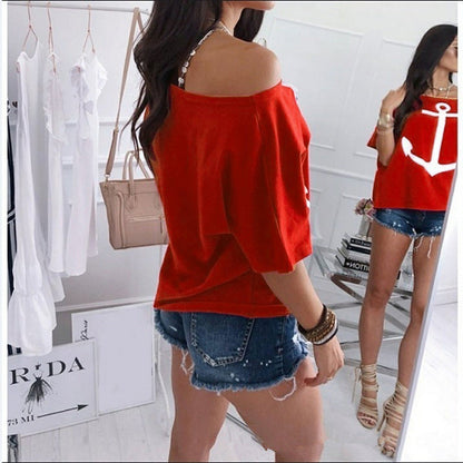 Nautical Anchor Off-Shoulder Top by Sophie Laurie