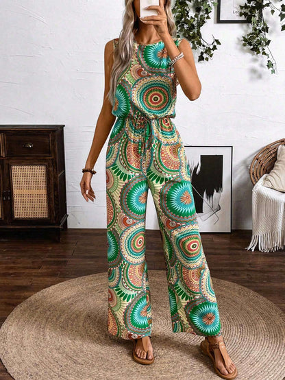 Boho Printed Sophie Laurie Sleeveless Jumpsuit